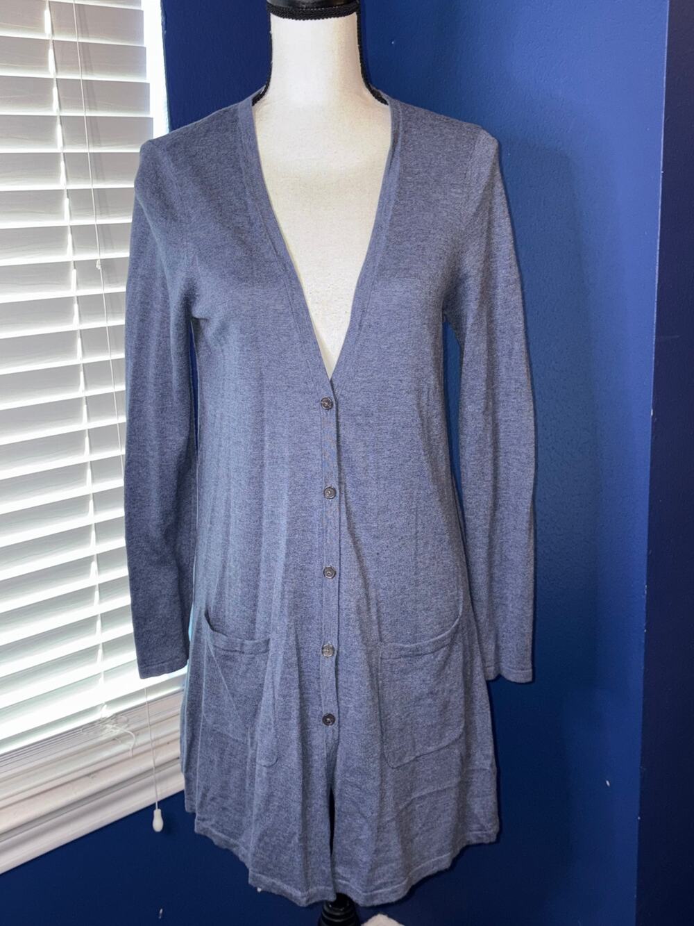J.Jill Blue Button‑Front Duster Cardigan – Size XS
